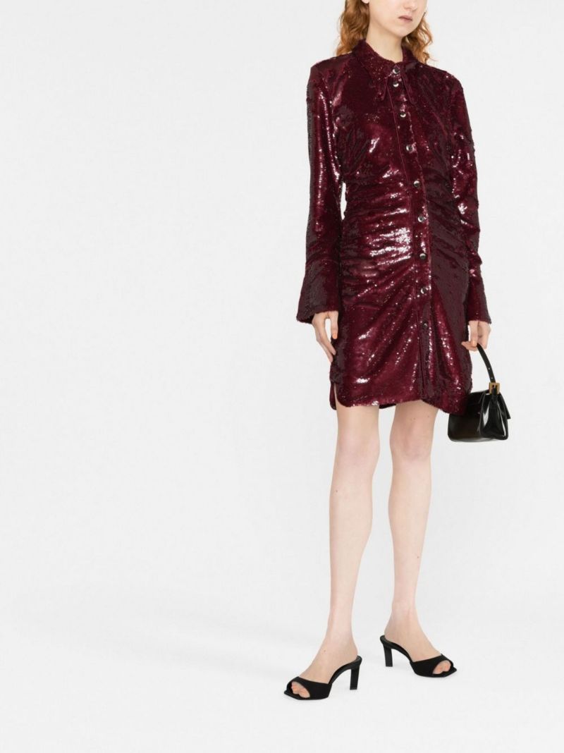 Red Sequin Shirt Mini Dress