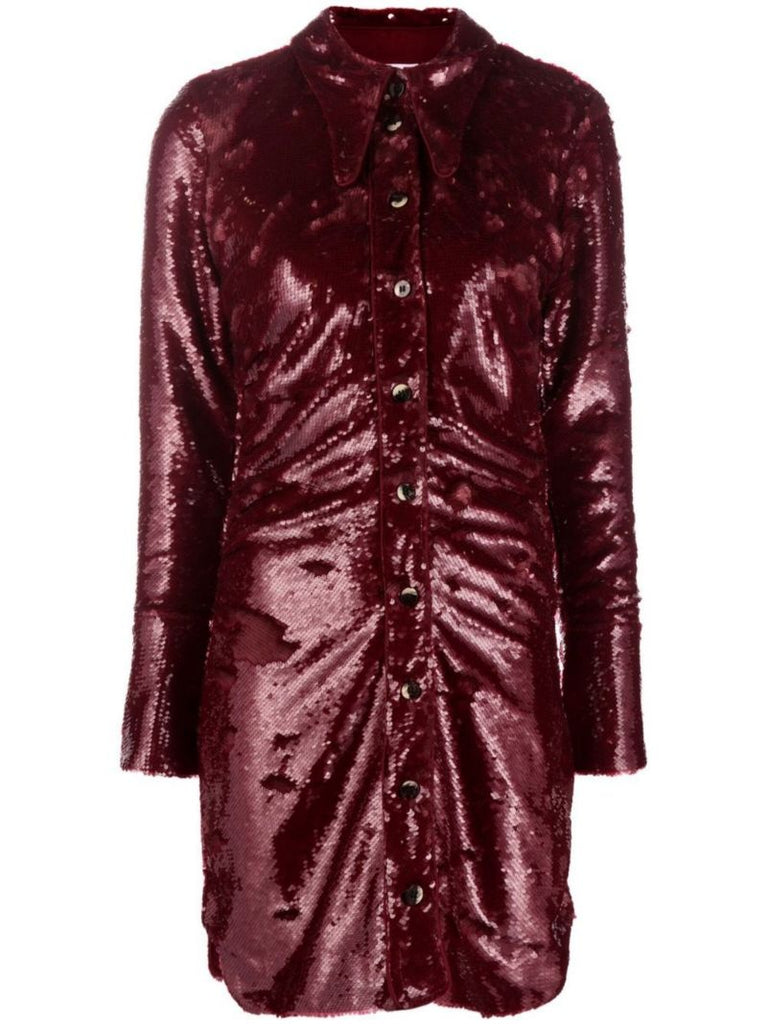 Red Sequin Shirt Mini Dress