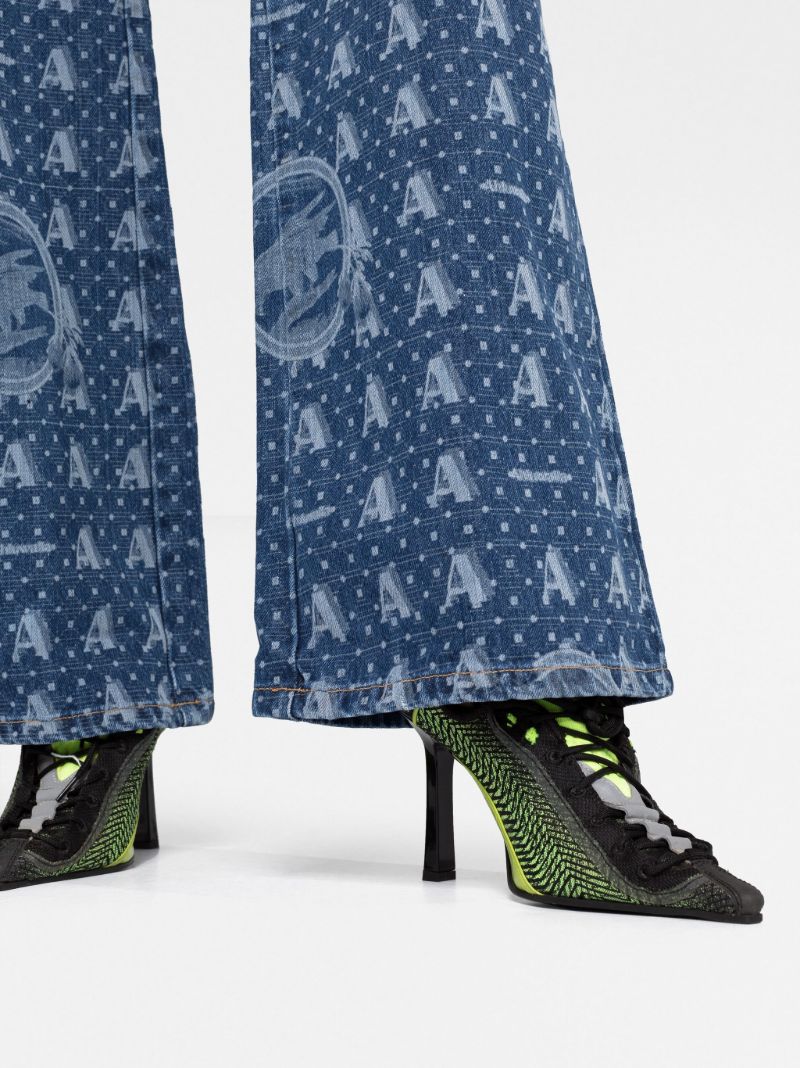 Blue Mombasa Graphic Print Denim Jumpsuit