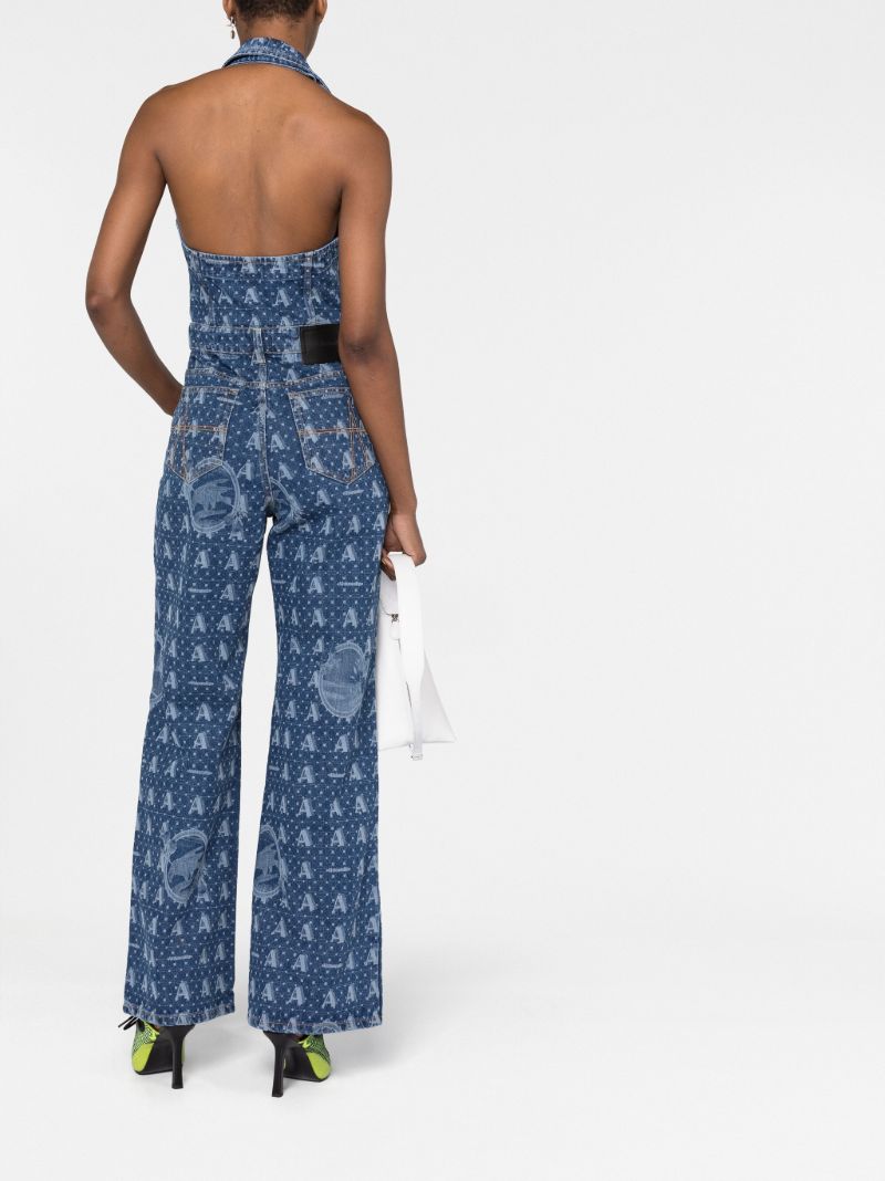 Blue Mombasa Graphic Print Denim Jumpsuit