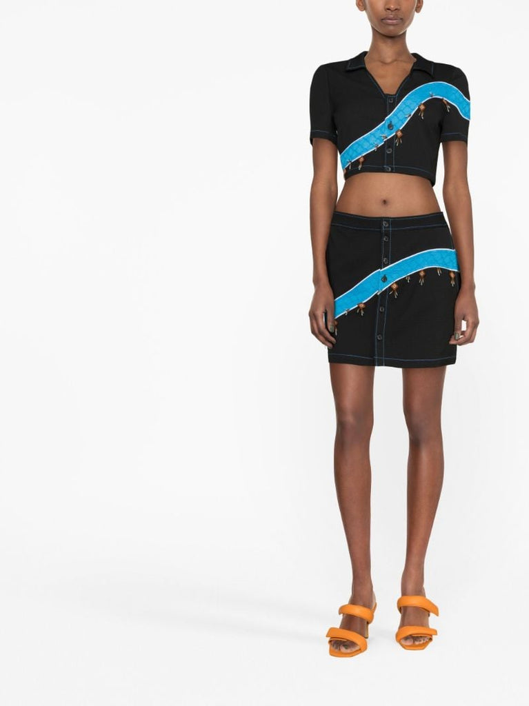 Black Priya Graphic Print Skirt