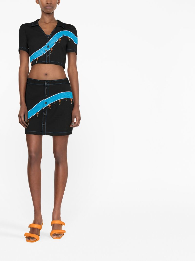 Black Priya Button-down Crop Top