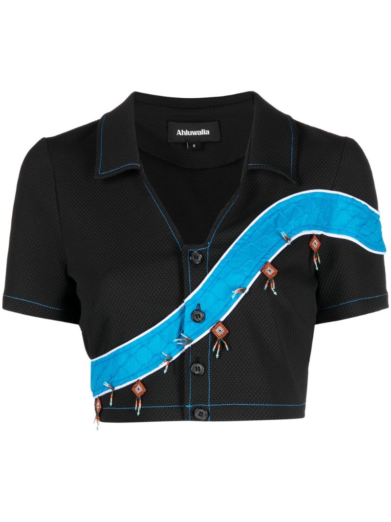 Black Priya Button-down Crop Top