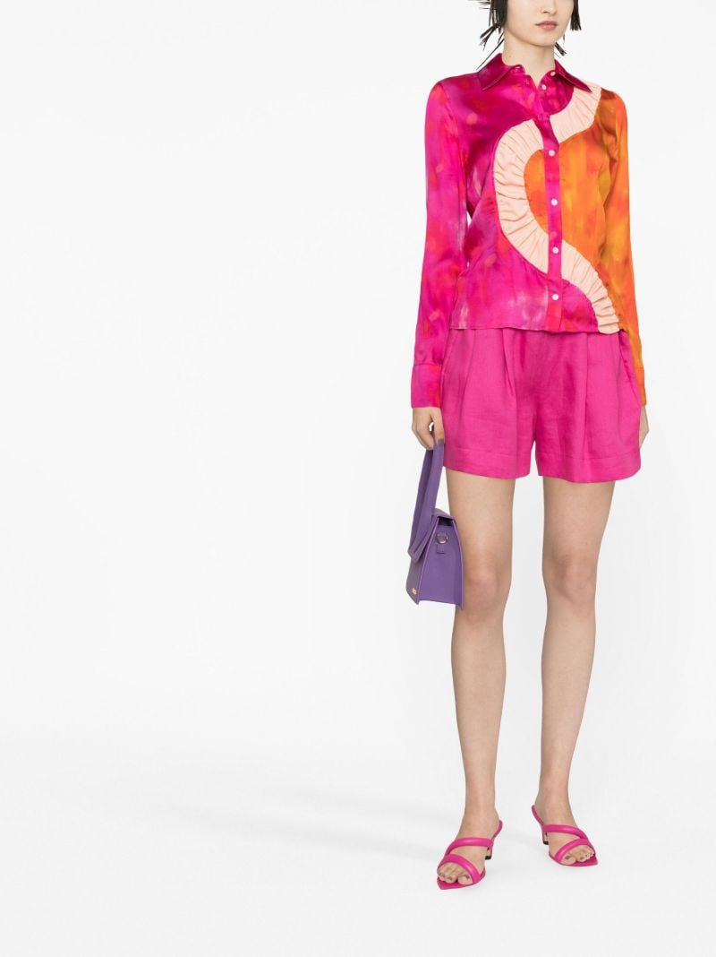Orange Panelled Long-sleeved Shirt