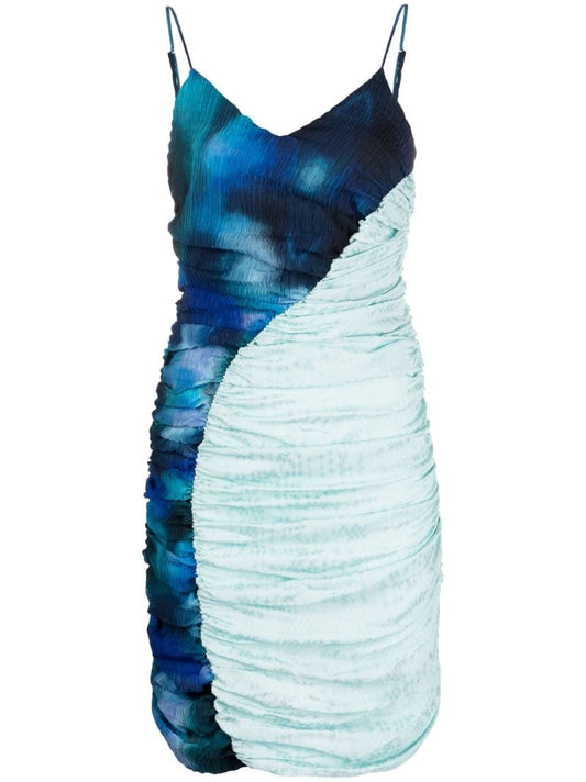 Blue Solange Ruched Mini Dress