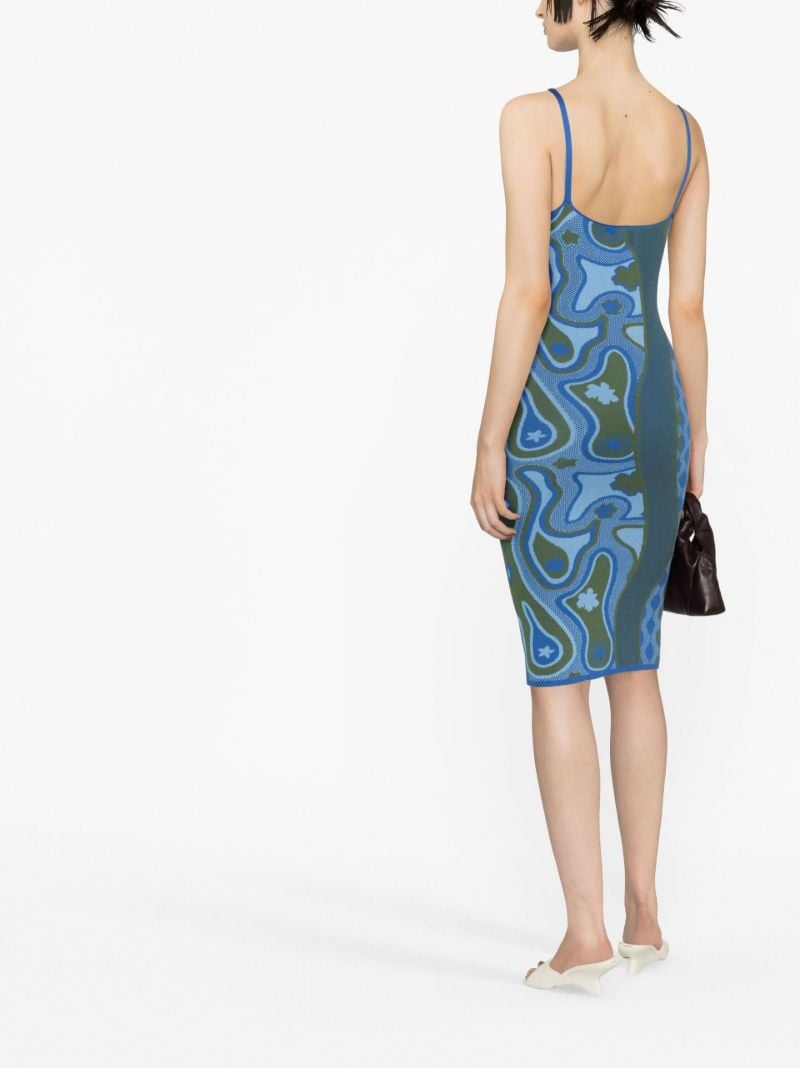 Blue Graphic Print Midi Dress