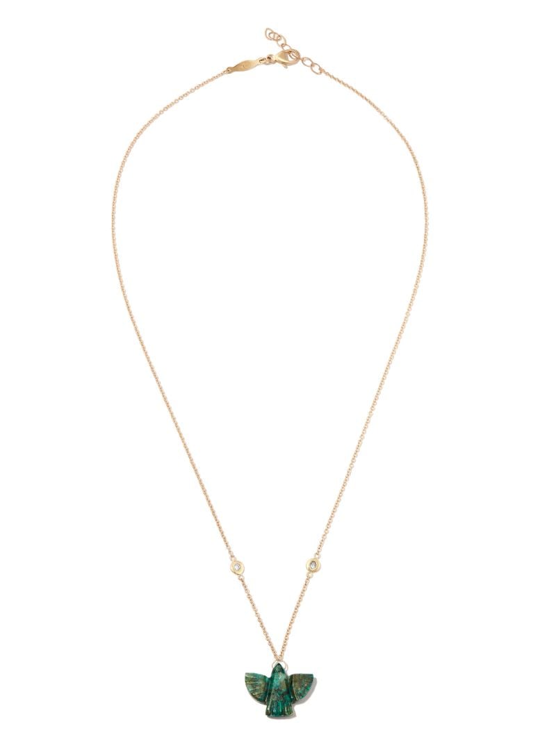 14k Yellow Gold Chrysocolla Thunderbird Diamond Necklace