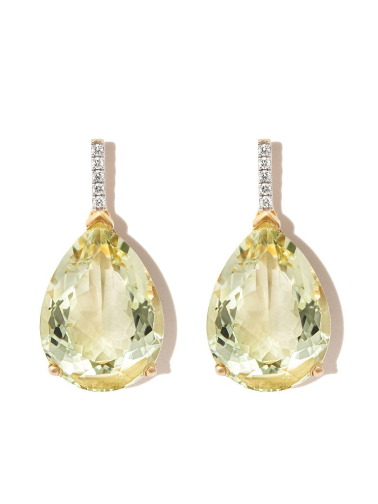 14k Yellow Gold Amethyst and Diamond Drop Earrings