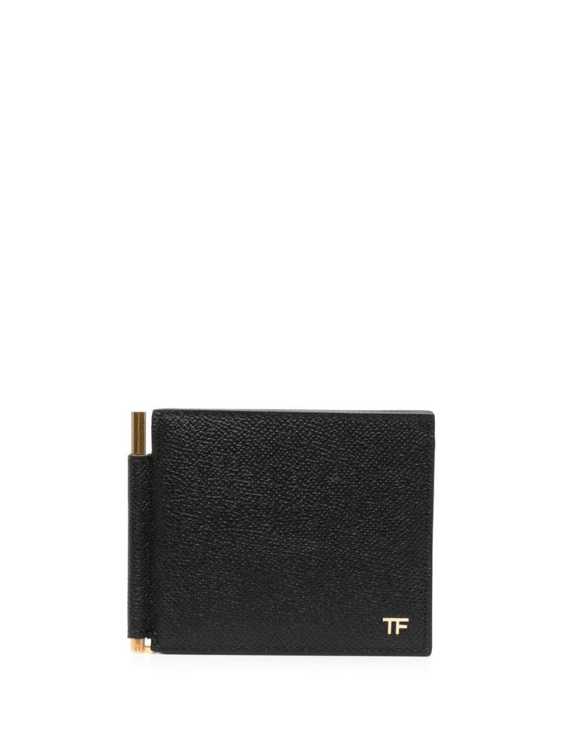 Black T Line Money Clip Leather Wallet
