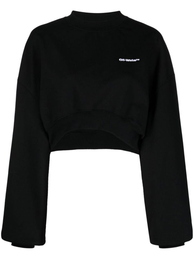 Black Logo Cropped Cotton Sweater