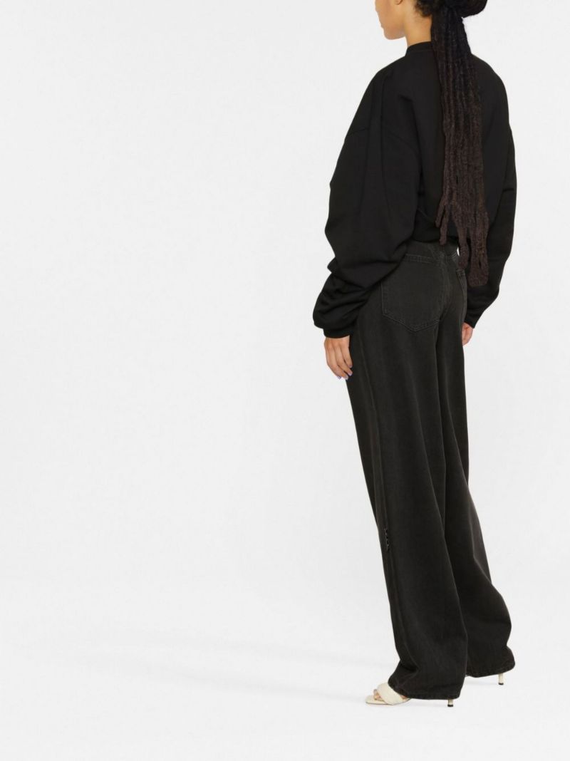 Black Logo Cropped Cotton Sweater