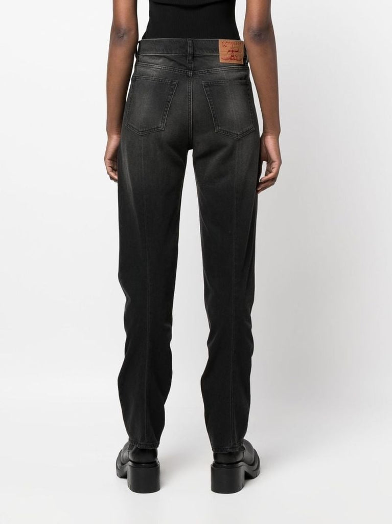 Black Frilled Straight-leg Jeans