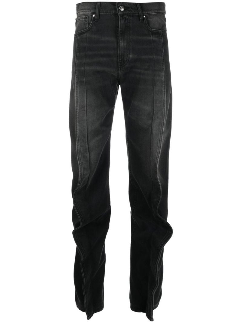 Black Frilled Straight-leg Jeans