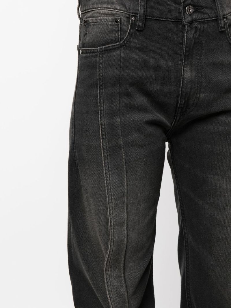 Black Frilled Straight-leg Jeans