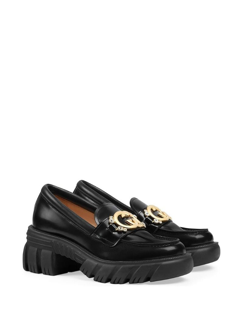 Black Romance Chunky Logo Loafers