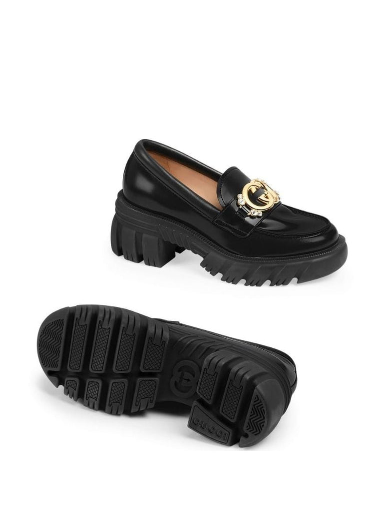 Black Romance Chunky Logo Loafers