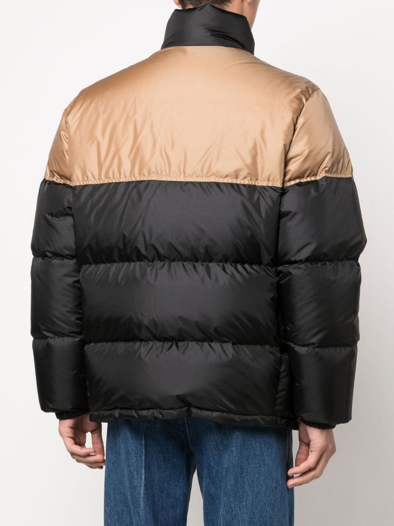 Black Web Stripe Satin Padded Jacket