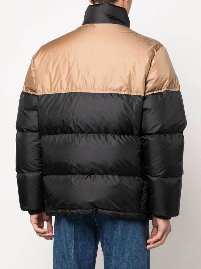 Black Web Stripe Satin Padded Jacket