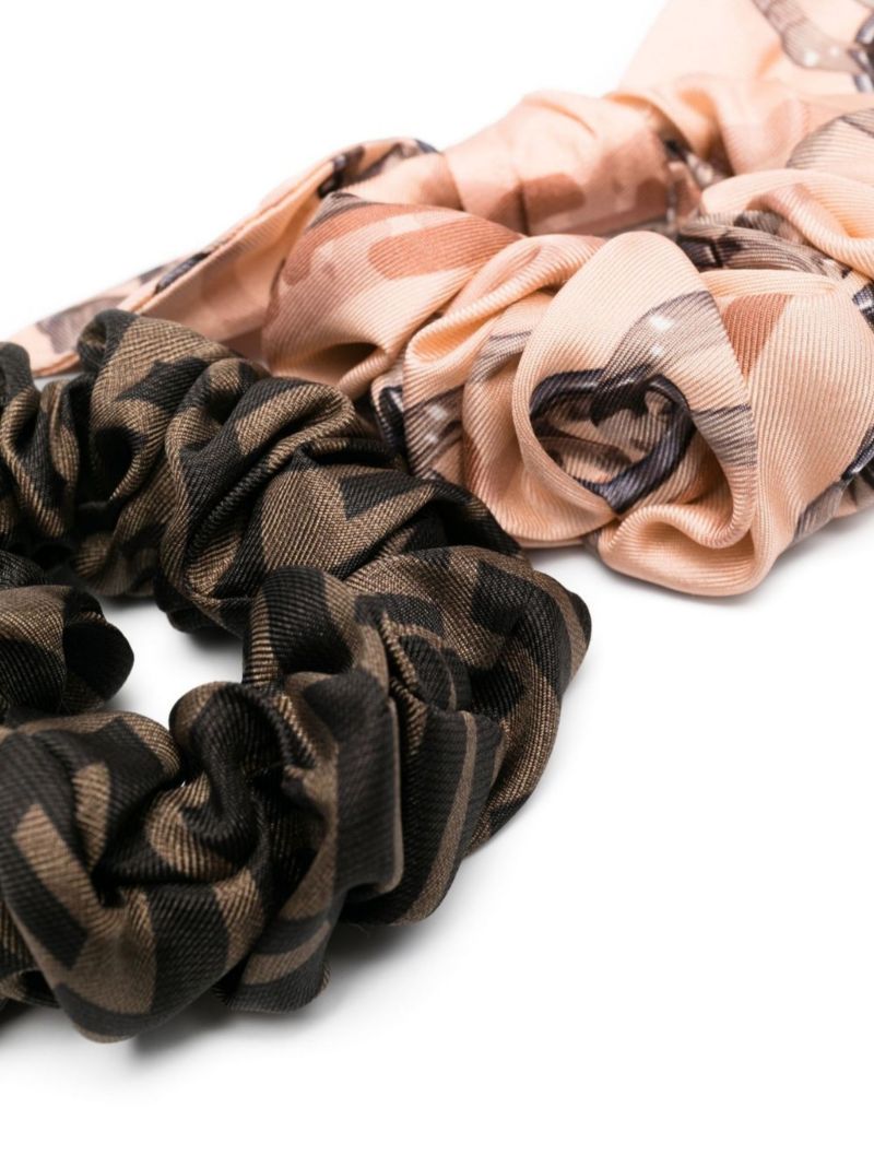 Brown and Pink Elasticated Hair Band Set