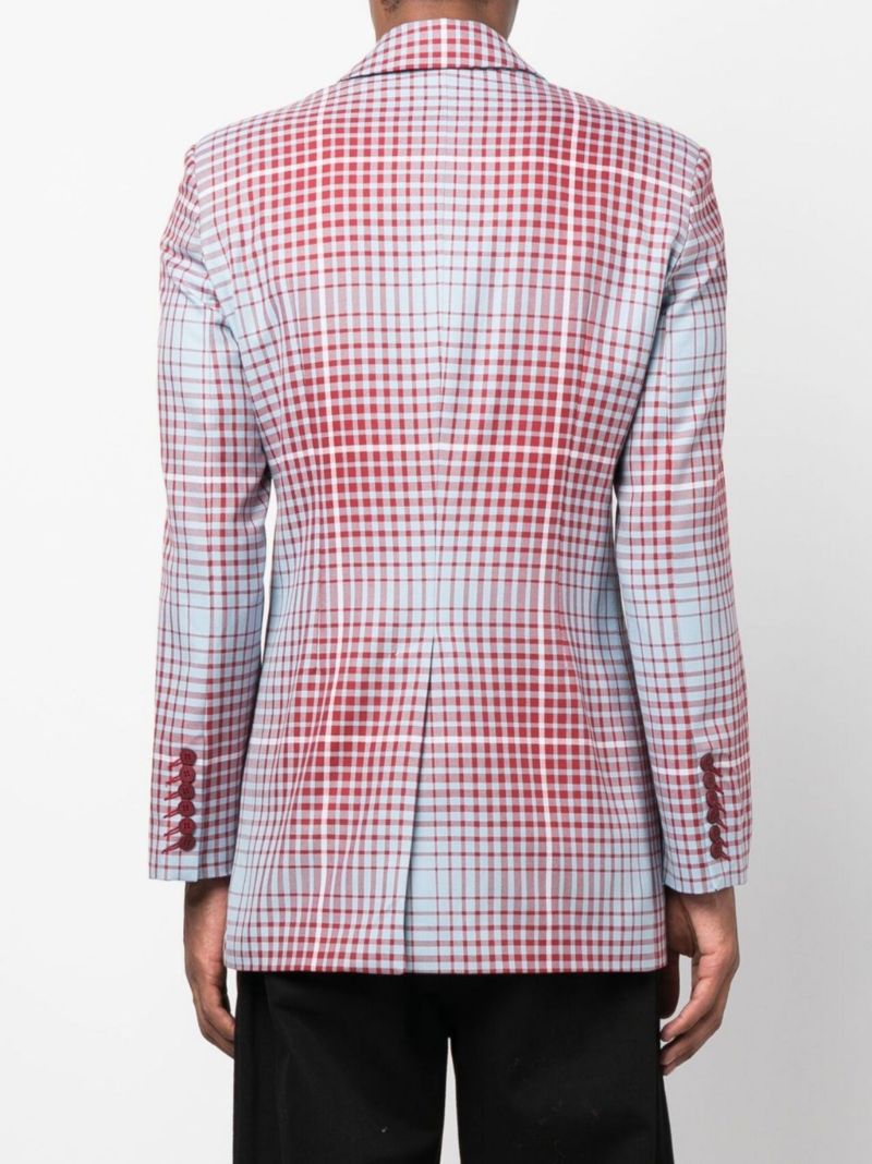 Blue Plaid Asymmetric Pulled Jacket