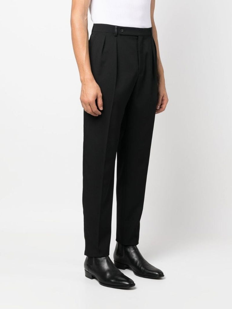 Black Straight-leg Wool Trousers