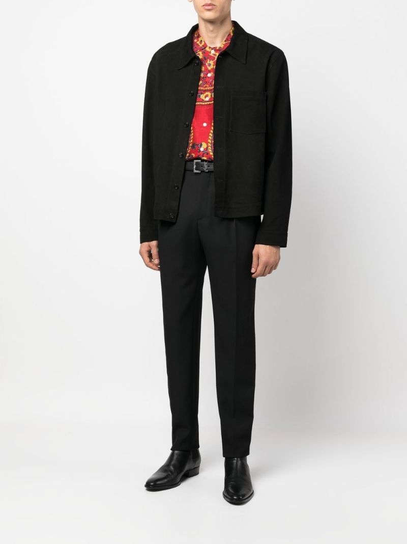 Black Straight-leg Wool Trousers