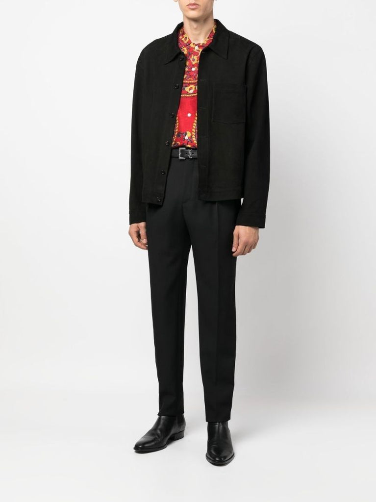 Black Straight-leg Wool Trousers