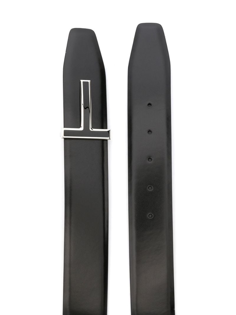 Black T Logo Reversible Leather Belt