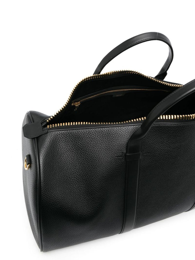 Black Leather Holdall Bag