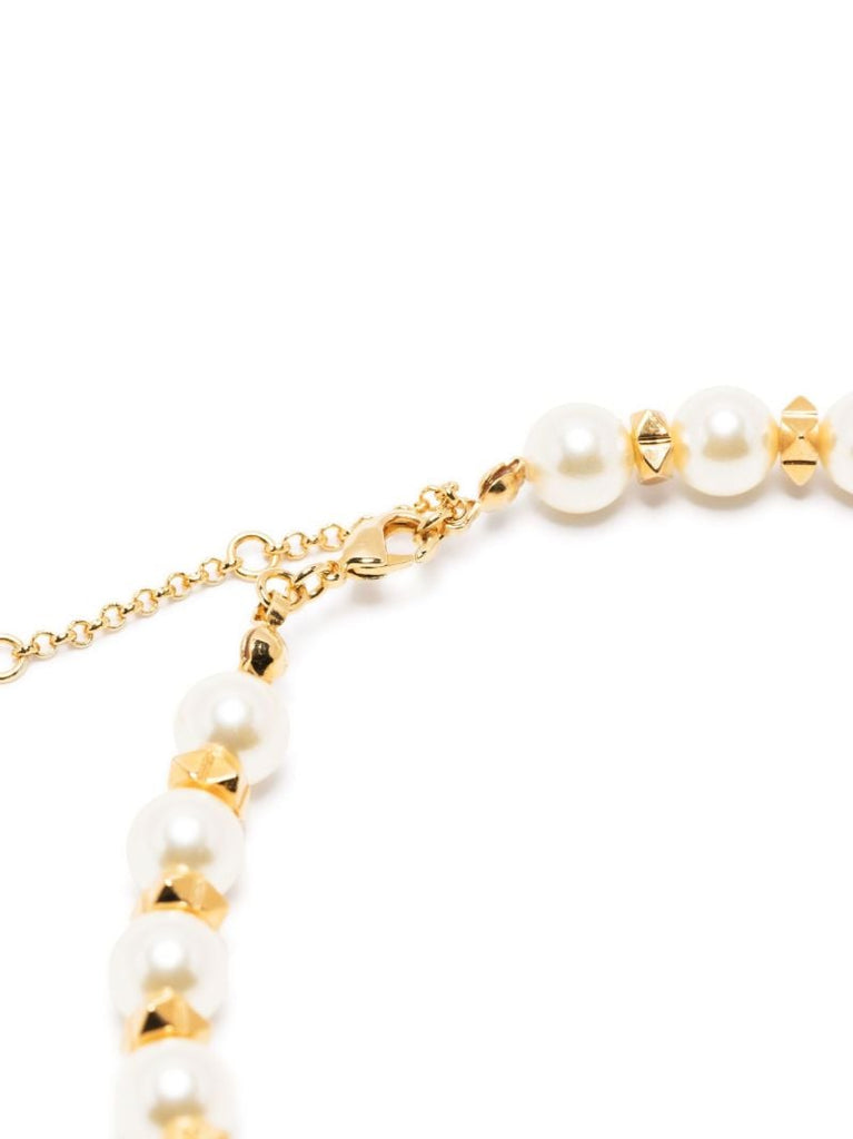 Gold-tone Vlogo Signature Rockstud Pearl Choker