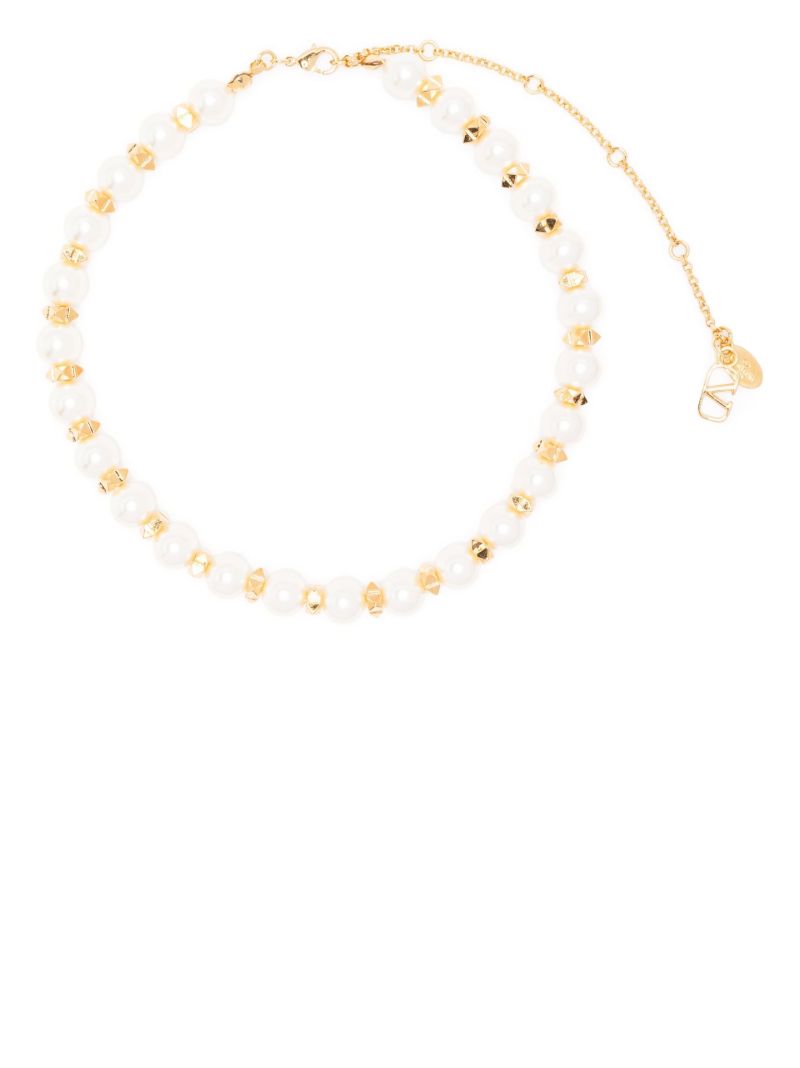 Gold-tone Vlogo Signature Rockstud Pearl Choker