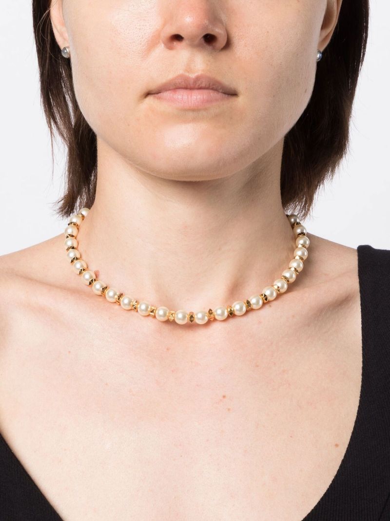 Gold-tone Vlogo Signature Rockstud Pearl Choker