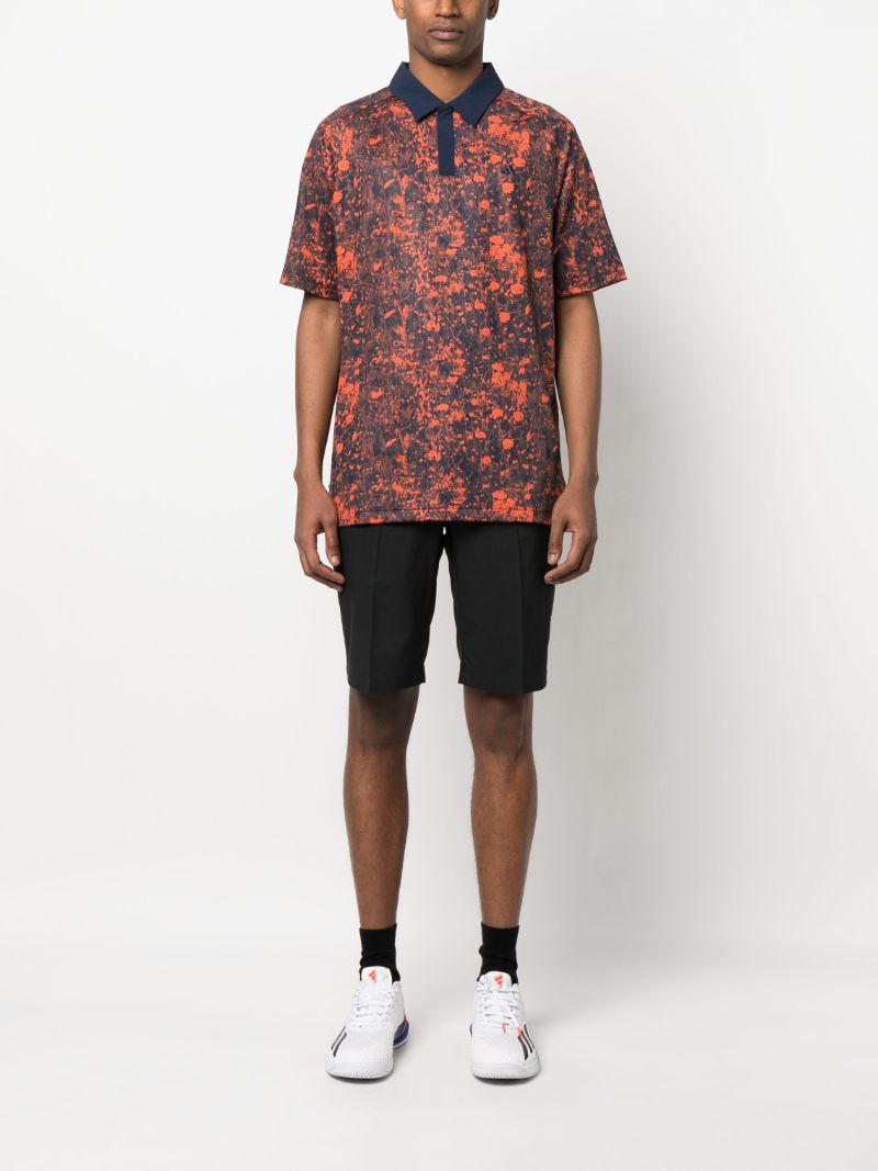 Red Abstract Print Polo Shirt