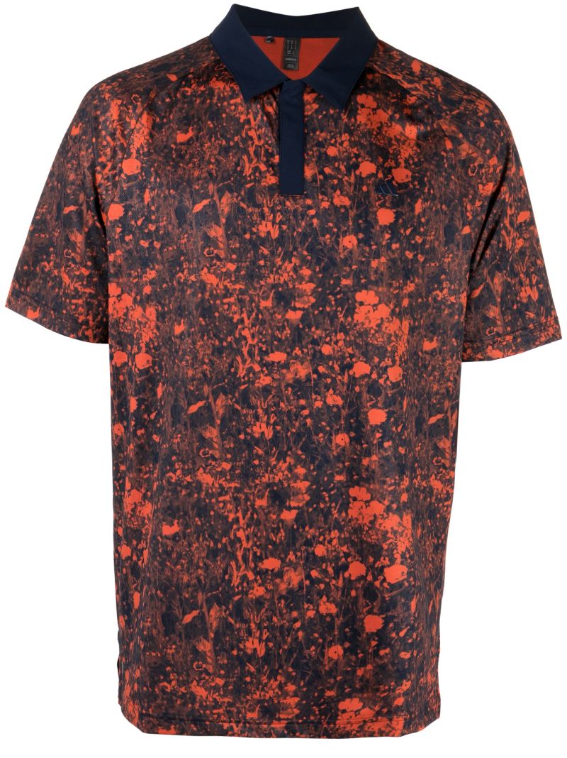 Red Abstract Print Polo Shirt