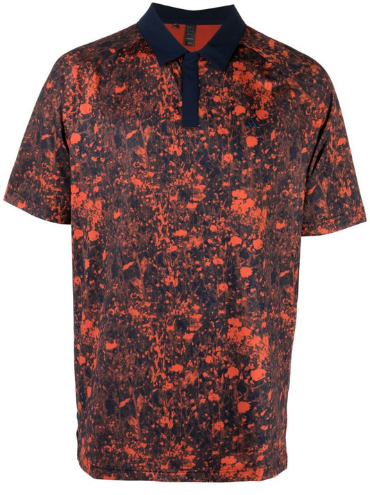 Red Abstract Print Polo Shirt