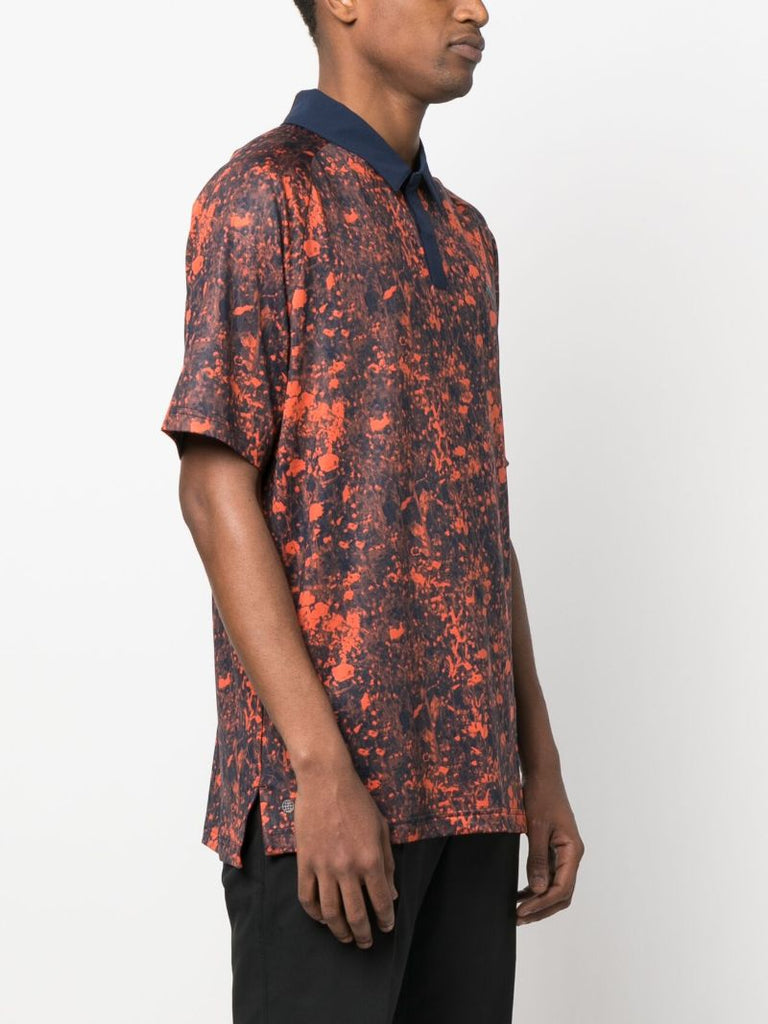 Red Abstract Print Polo Shirt