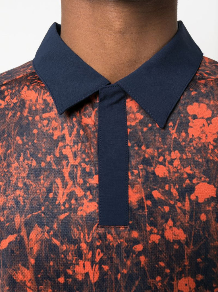 Red Abstract Print Polo Shirt