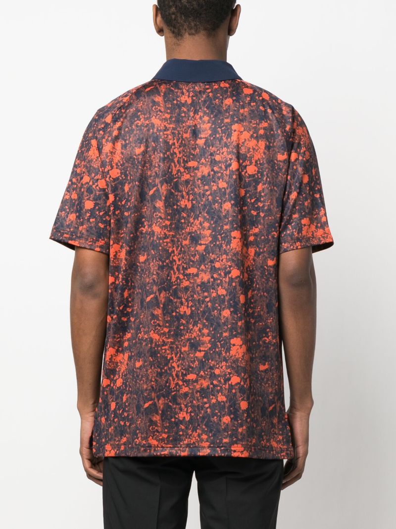 Red Abstract Print Polo Shirt