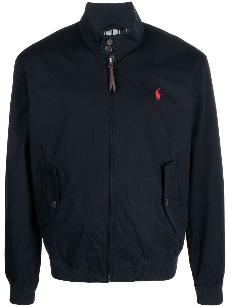 Blue Polo Pony Cotton Bomber Jacket