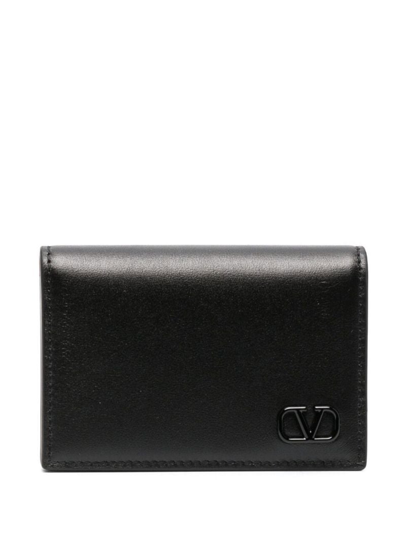 Black Vlogo Leather Card Holder