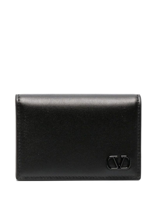 Black Vlogo Leather Card Holder