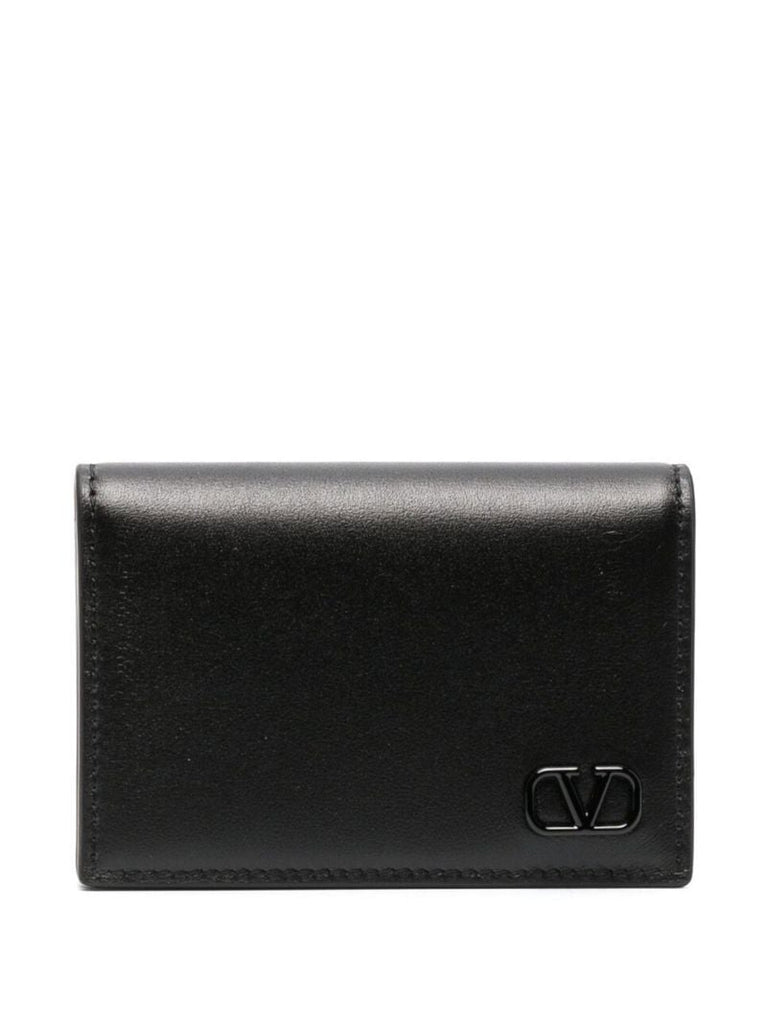 Black Vlogo Leather Card Holder