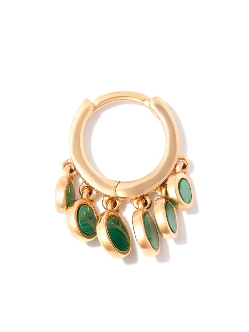 14k Yellow Gold Disco Malachite Shaker Hoop Earring