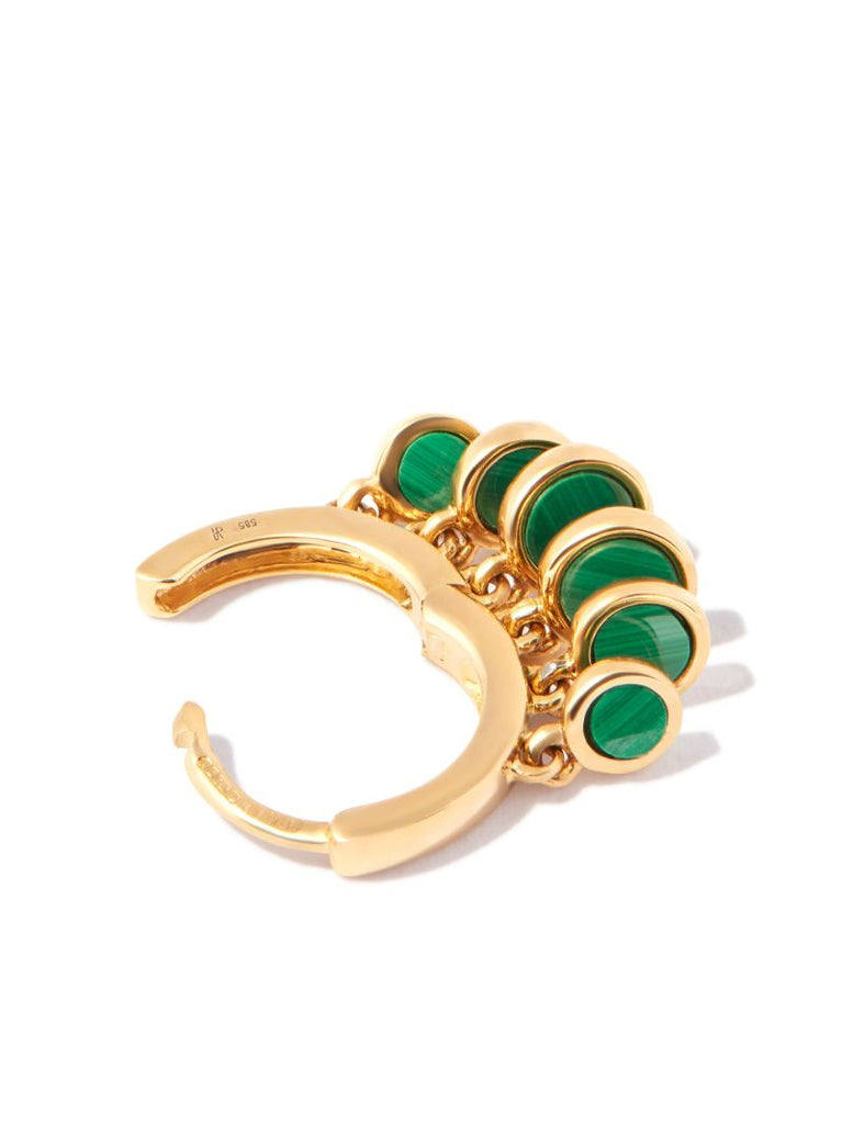 14k Yellow Gold Disco Malachite Shaker Hoop Earring