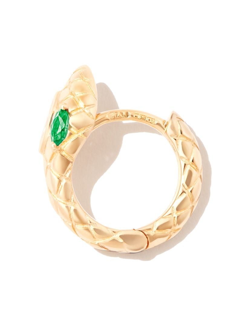 14k Yellow Gold Emerald Eyes Marquise Diamond Hoop Earring