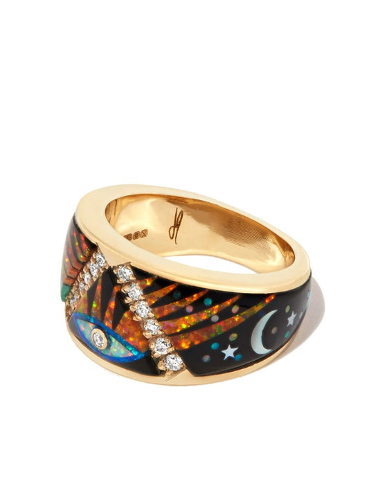 14k Yellow Gold Diamond Galaxy Ring