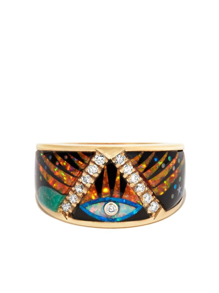 14k Yellow Gold Diamond Galaxy Ring