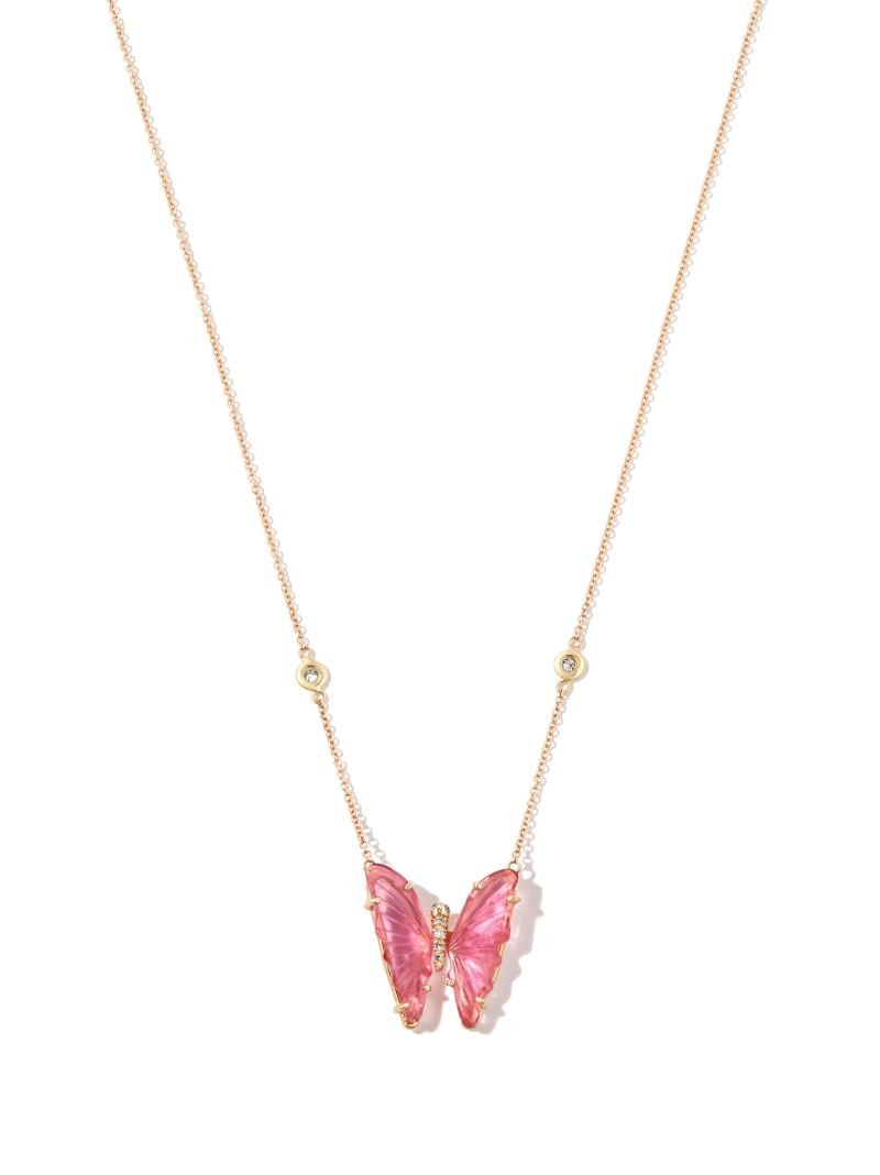 14k Yellow Gold Tourmaline Butterfly Necklace