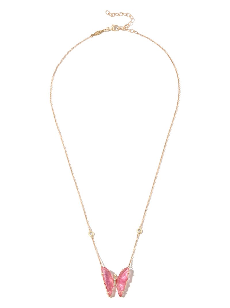 14k Yellow Gold Tourmaline Butterfly Necklace