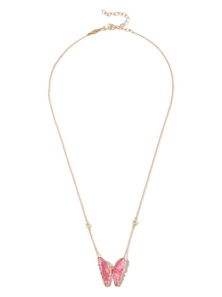 14k Yellow Gold Tourmaline Butterfly Necklace